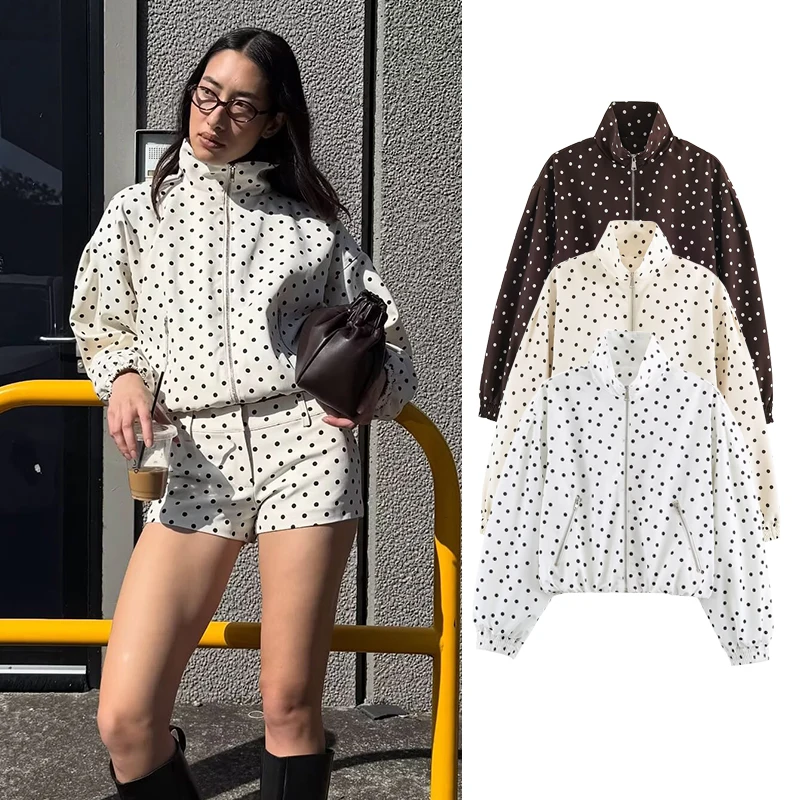 New Women's Jackets & Coats Autumn 2026 Fashion Polka Dot Elegant Young Women's Loose Warm Short Coats Unique Street Jackets
