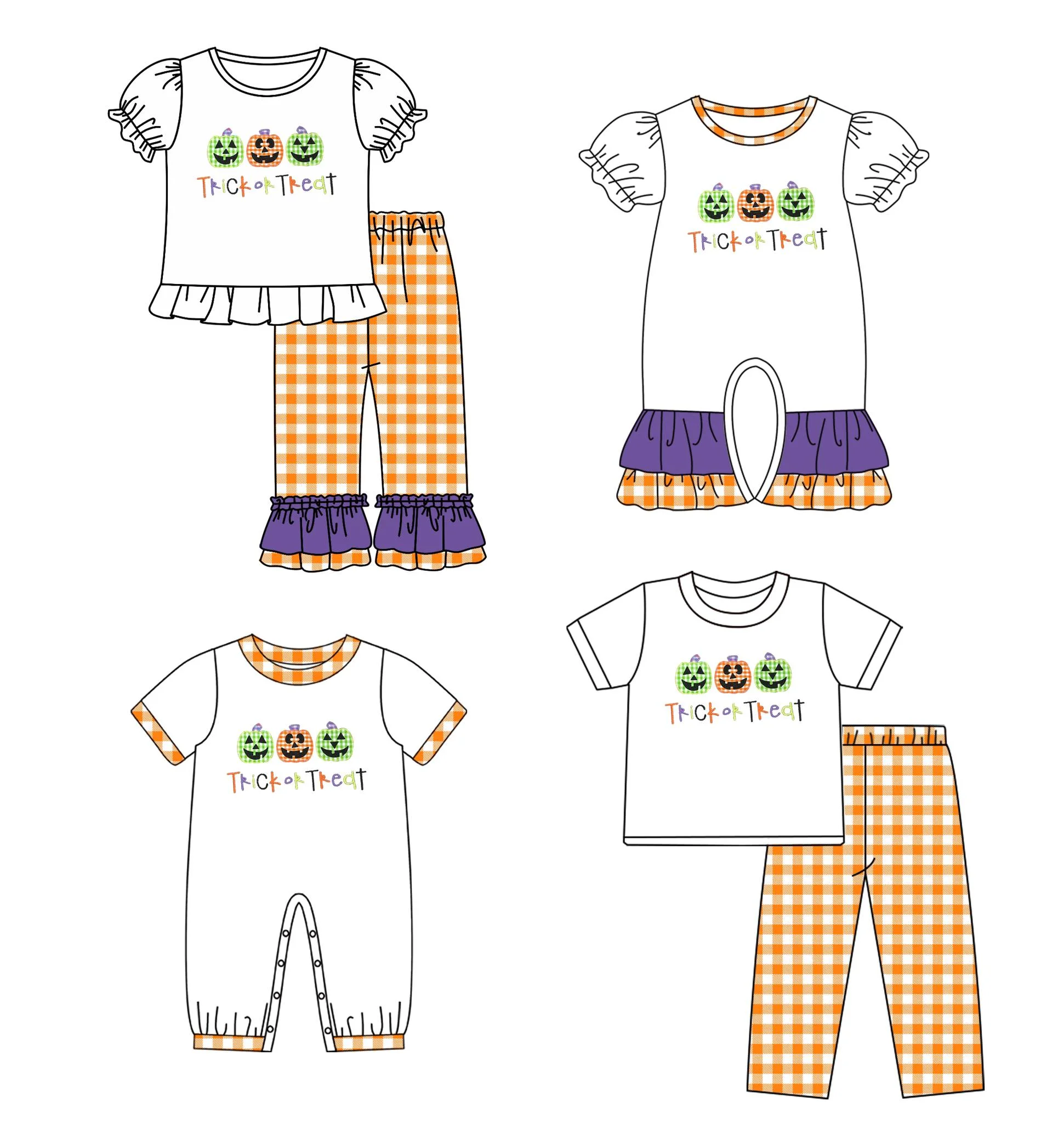 

Baby Boy Clothes Kids Clothes Girls Scary Pumpkin Print Short Sleeve Long Pants Set Jumpsuit Halloween Collection Sets