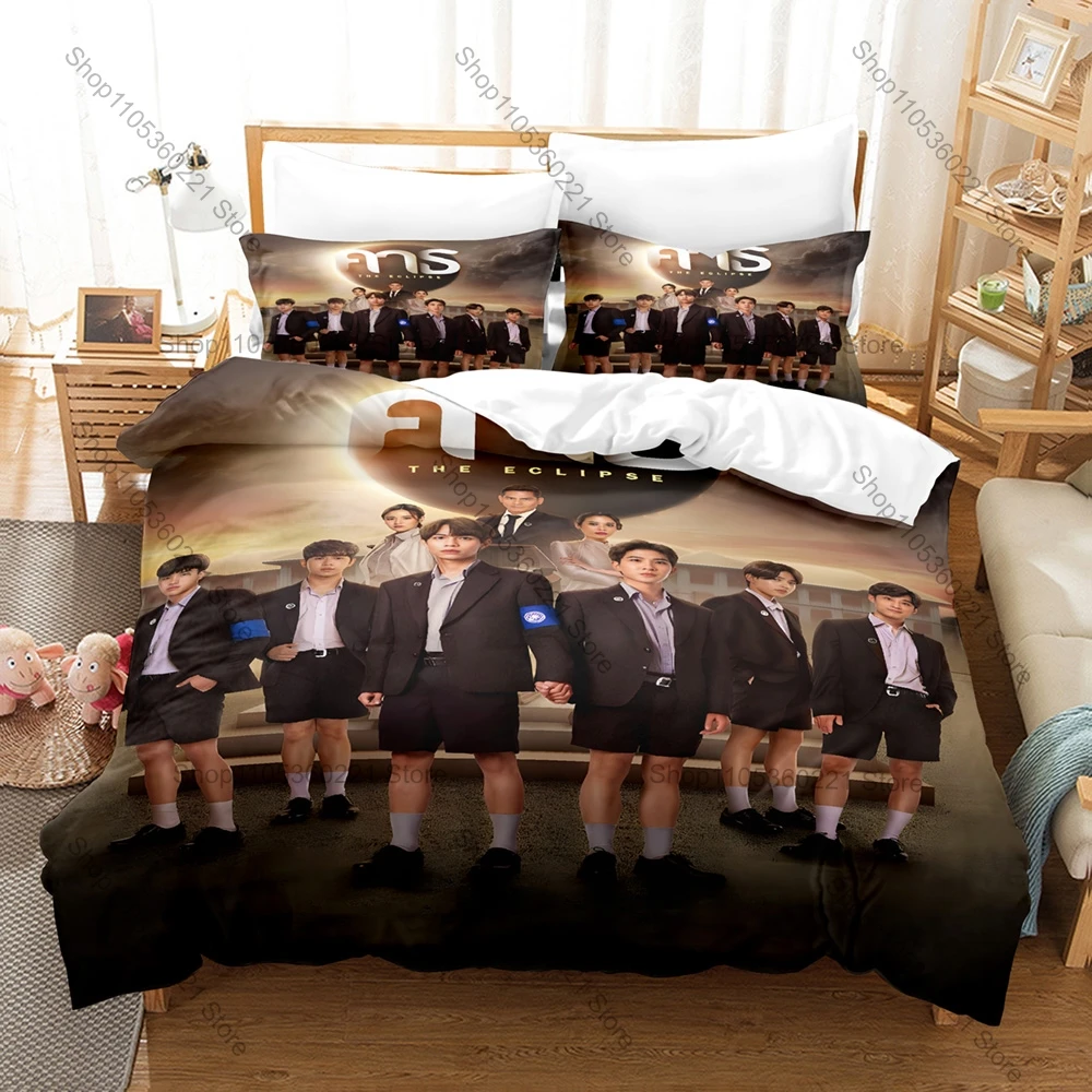 The Eclipse คาธ Thai BL Series 3PCS Bedding Set First Khaotung Print Microfiber Duvet Cover Pillowcase For Fans