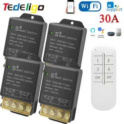 Tedeligo Ewelink WiFi Smart Switch 2.4GHz Light Switch 110v 220v 240v 30A High Power Controller,Timing Voice Control with Alexa