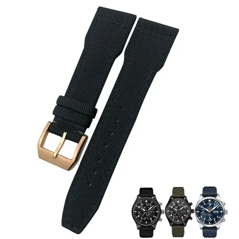 

22mm 21mm Nylon Fabric Watchband Suitable for IWC Big Pilot IIW388002 Spitfire Watch Strap Green Canvas Sport Bracelets