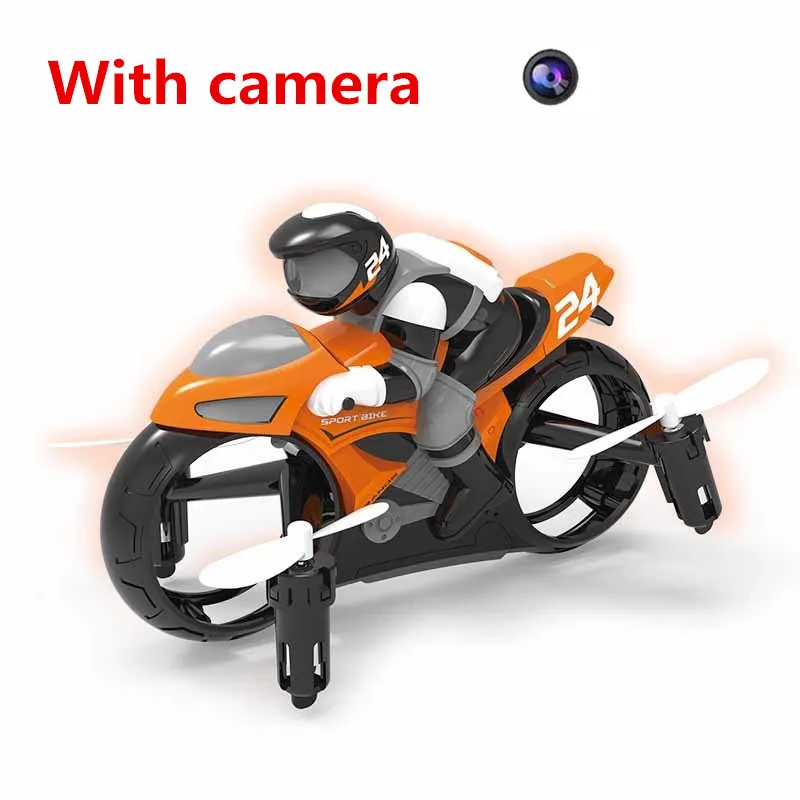 1/16 RC Motorcycles Toys Stunt Cars With Camera Wifi FPV 306 ° Rolling Remote Control Land Air 2-in-1 Motorcycle Indoor Flight