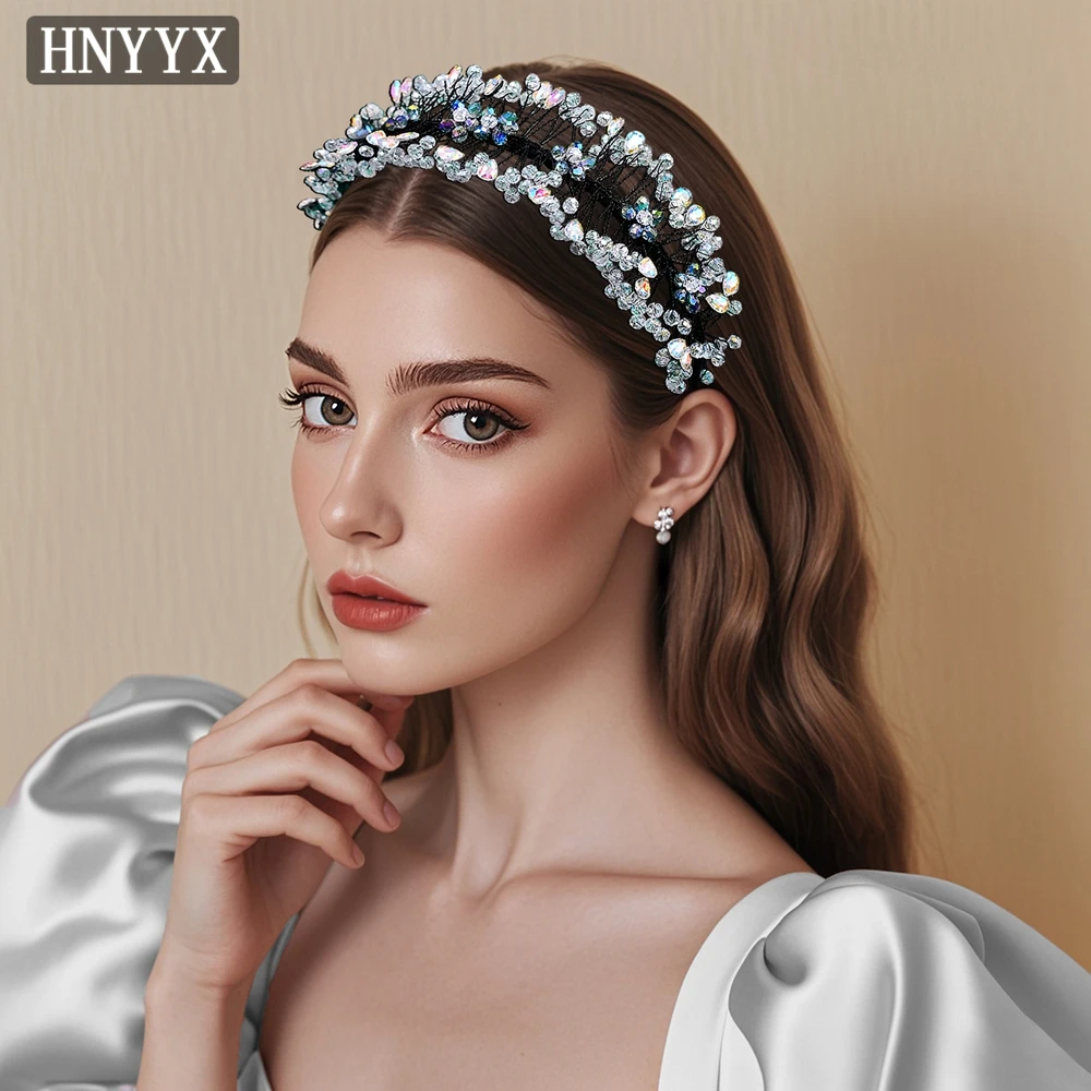 

HNYYX Bling Rhinestone Headband Crystal Flower Hair Accessories Fashion Hairpieces Tiara Vintage Headwear Party Hair Jewelry A88