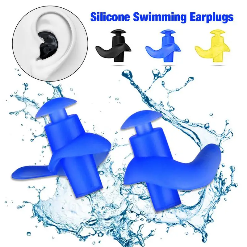 Swimming Earplugs With Storage Box Waterproof Reusable Silicone Ergonomics Ear Plugs For Swimmers Showering Bathing Snorkeling