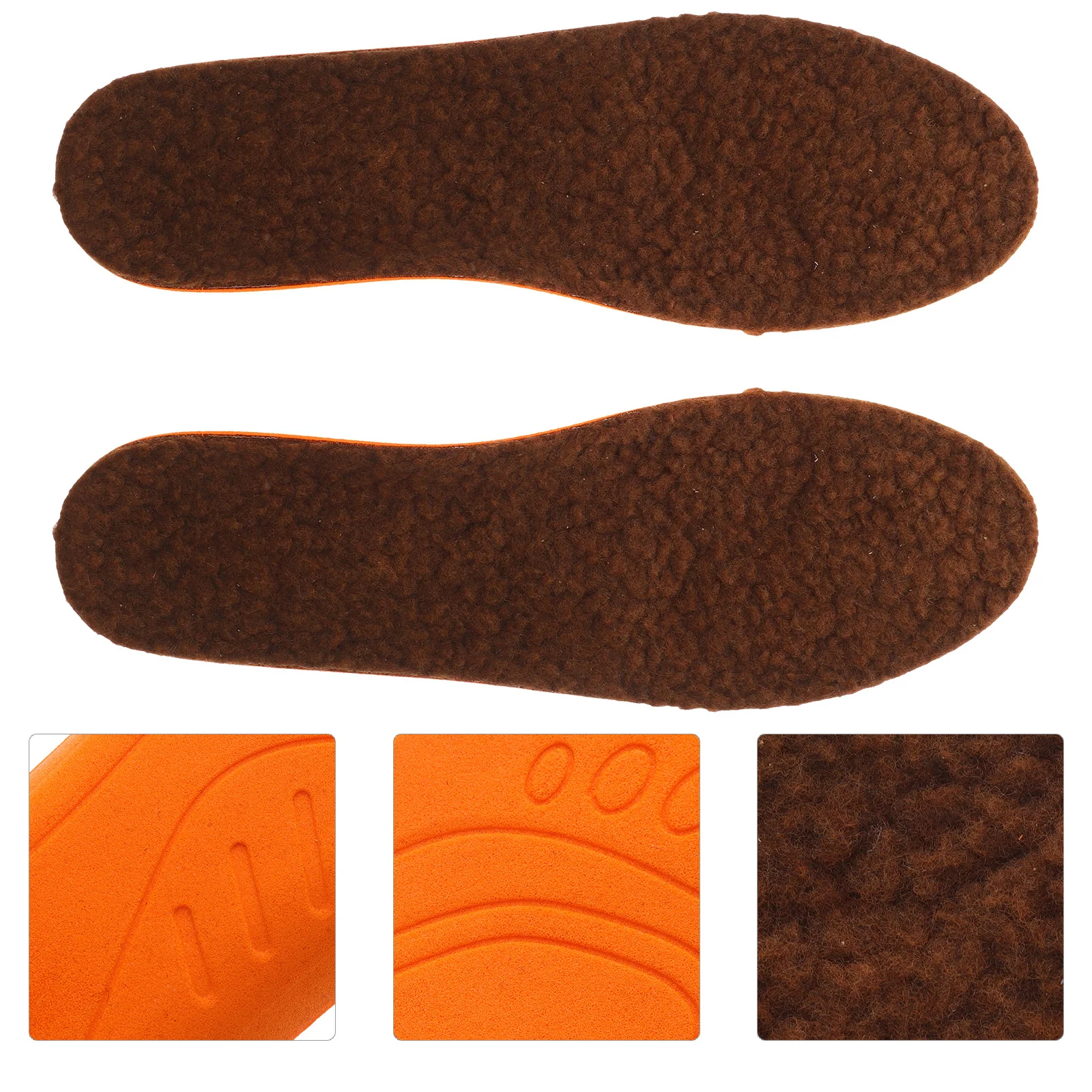 

1 Pair Winter Insoles Warm Shoe Cushions Massaging Foot Care Pads Shock Absorbing Sports Insoles For Men Women 43-46 Brown