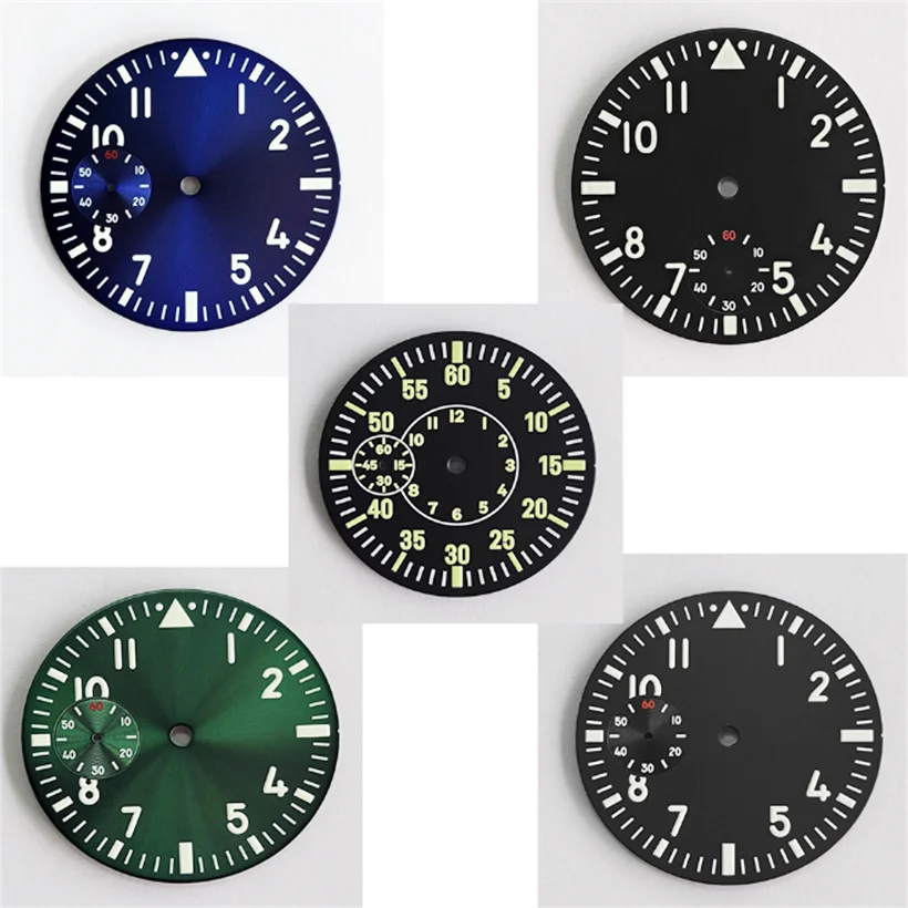 

Циферблат часов 38,8 мм, черный, синий, зеленый, подходит для механизма 6497 6498, пилотный циферблат, буквальный светящийся циферблат, аксессуары для часов
