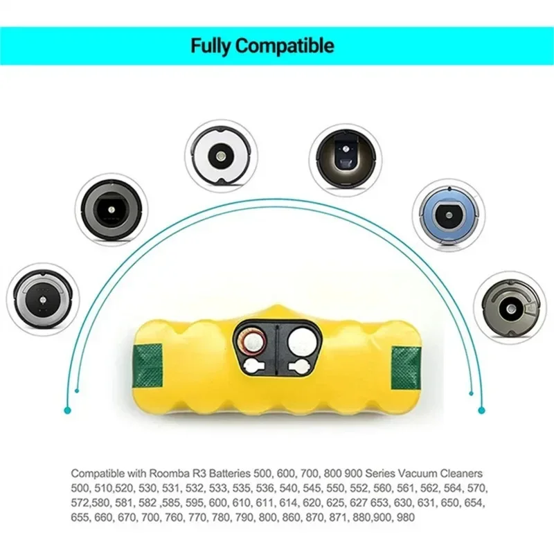 

Bateria Para IRobot Roomba, 14.4 V, 5000mAh, 500, 600, 700, 800, 900 Series, 620, 650, 770, 780, 580