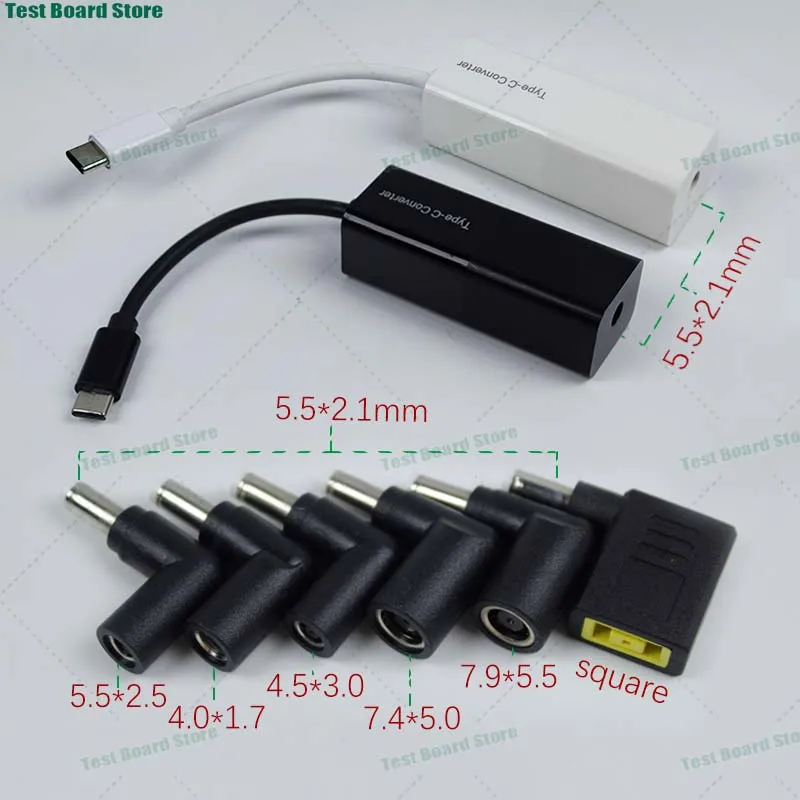 

1 Set PD65W Type-C male to DC female 5521 fast charging adapter multifunctional converter 4017 4530 7450 7955 4017 square plug