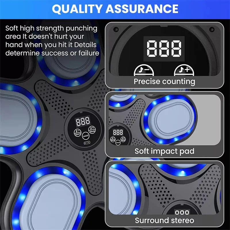آلة الملاكمة الموسيقية آلة تجريب الملاكمة بلوتوث متوافقة مع الملاكمة جدار الهدف معدات التمرين المثبتة على الحائط لصالة الألعاب الرياضية المنزلية #4
