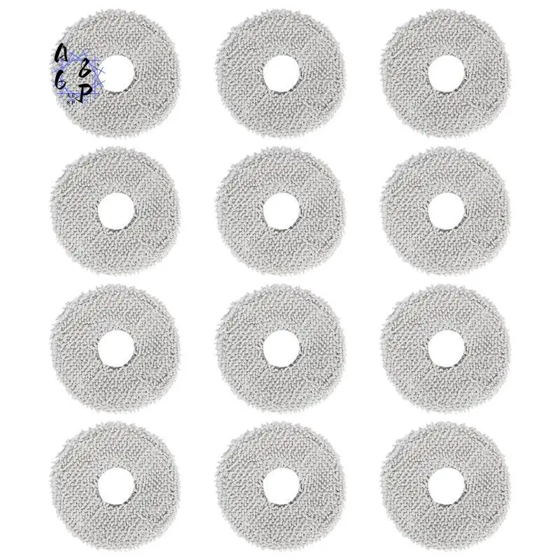 A68P-Pack Of 12 Wipes Accessories For Xiaomi X10+&Dreame L10S Ultra/L10 Ultra Robot Vacuum Cleaner, Microfibre Wet Mop Pads