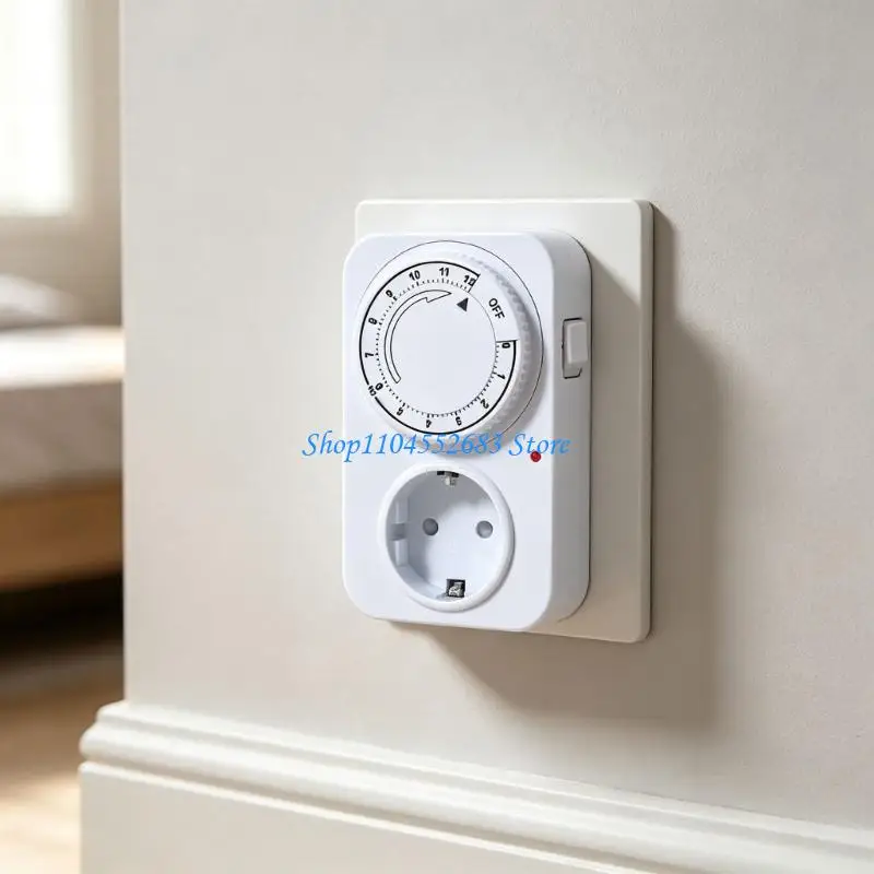 Front Knob Power Outlet for Daily Indoor Control, 12 Hour Mechanical Outlet Unit with European Single Outlet, Light, 16A 250V
