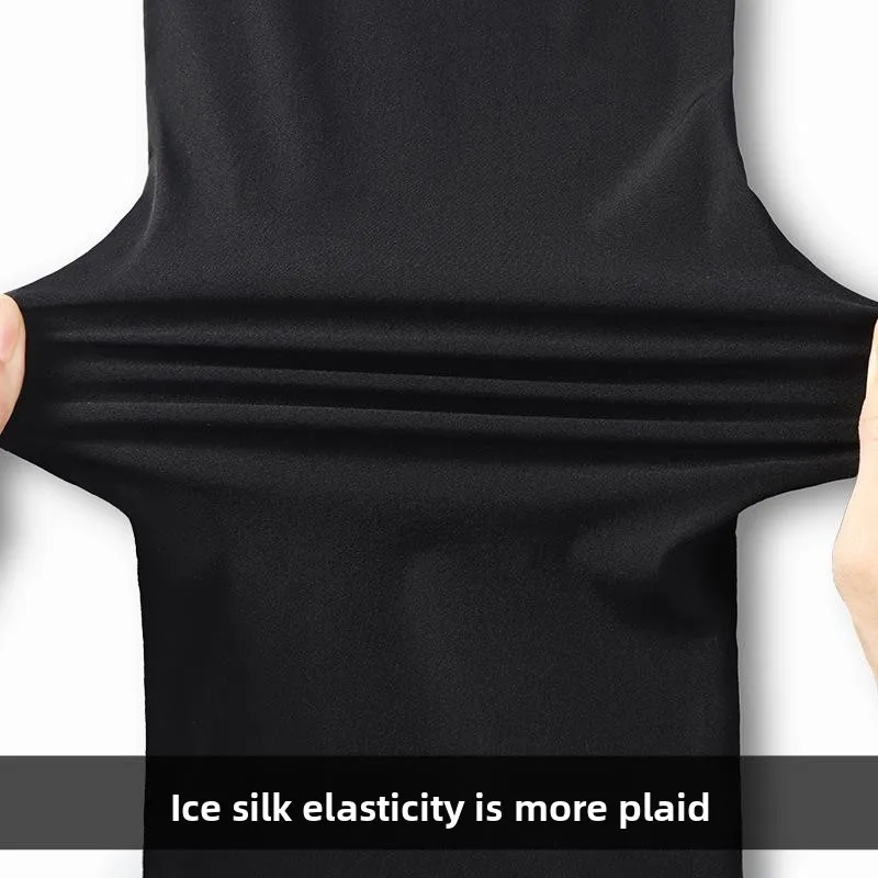 

Men's Summer Ice Silk Thin Qui Dry Baskeall Loose Fitn Training Casual Five-Part Pants Air Conditioning Straight Leg S...
