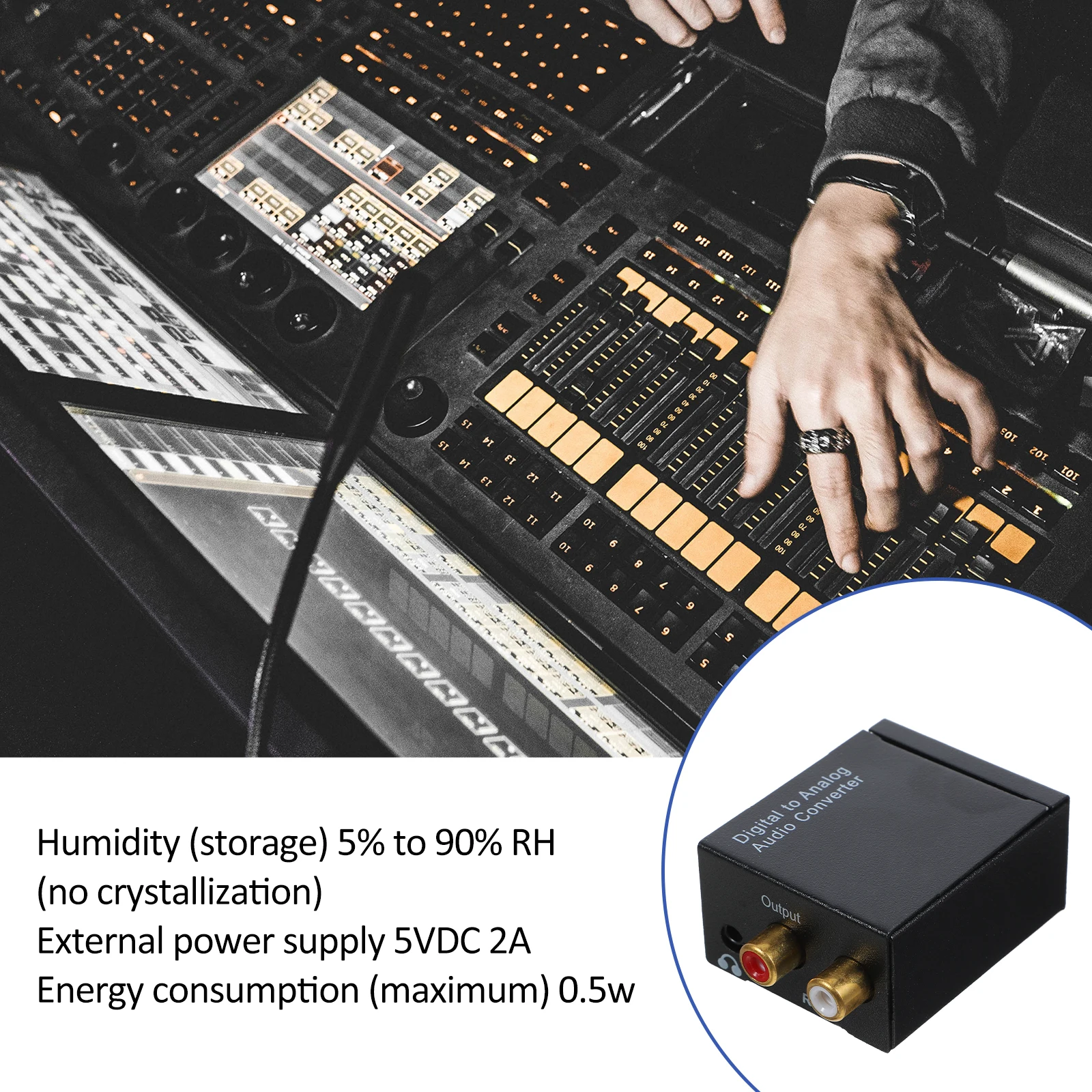 

Digital Audio Converter Black USB Power Optical Fiber Cable Convert Coaxial Spdif to Analog L R Audio Signal Player Sound Box No