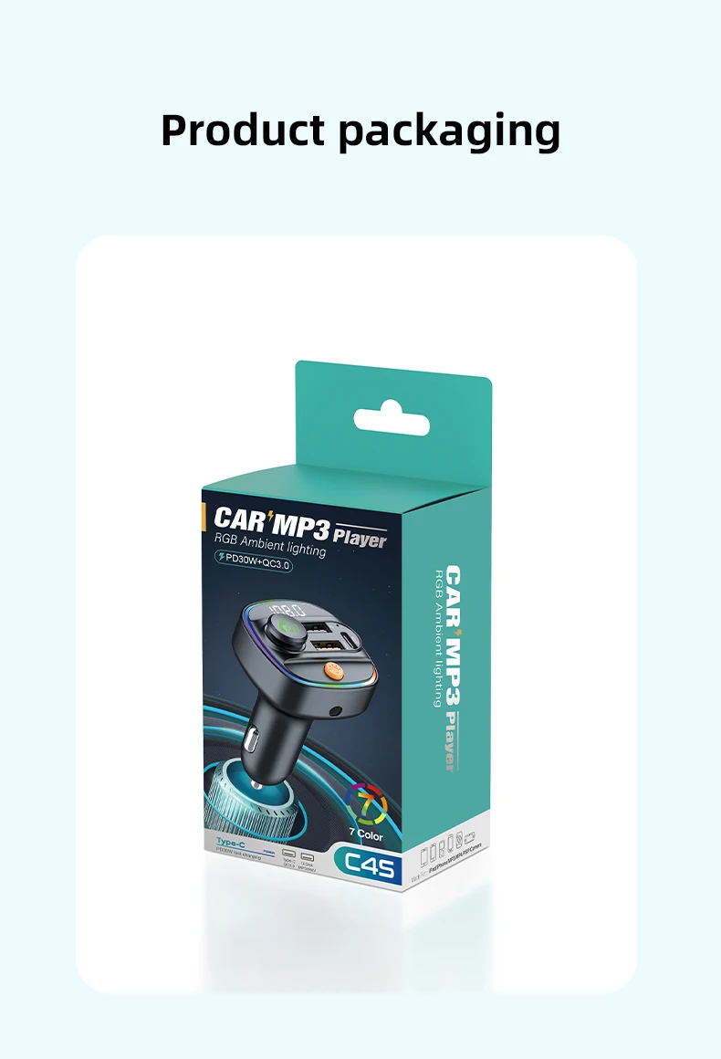 Bluetooth 5.4 FM-Transmitter, Freisprecheinrichtung, Auto-AUX-Radio-Modulator, MP3-Player mit 22,5 W und PD30 W Schnellladeadapter, Autozubehör – Detail 14