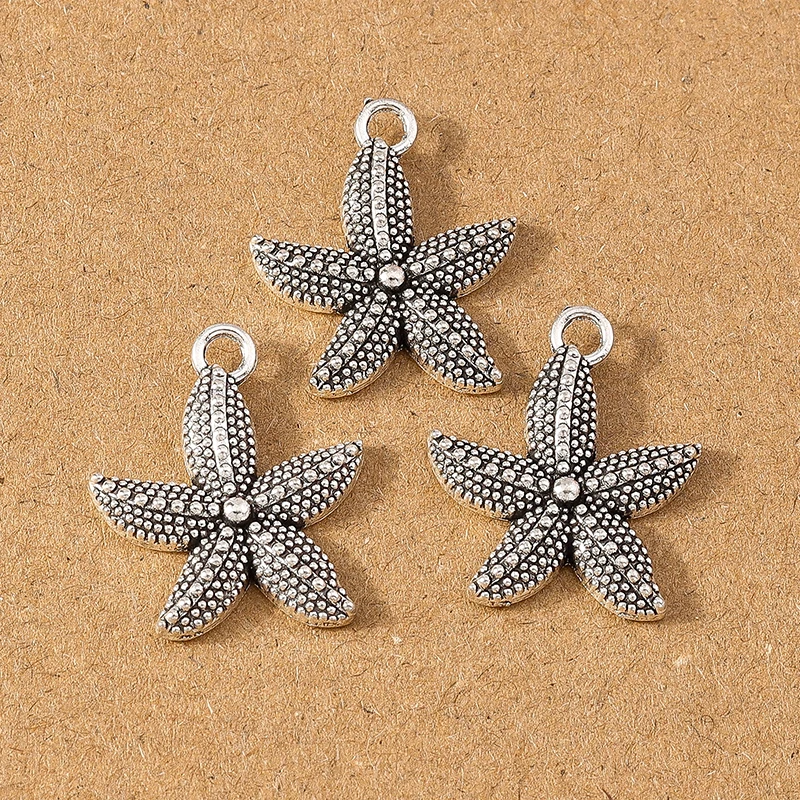 20pcs Silver Color Alloy Mermaid Life Charms Starfish Shell Tortoise Pendants for Necklace Earrings DIY Bracelet Accessories