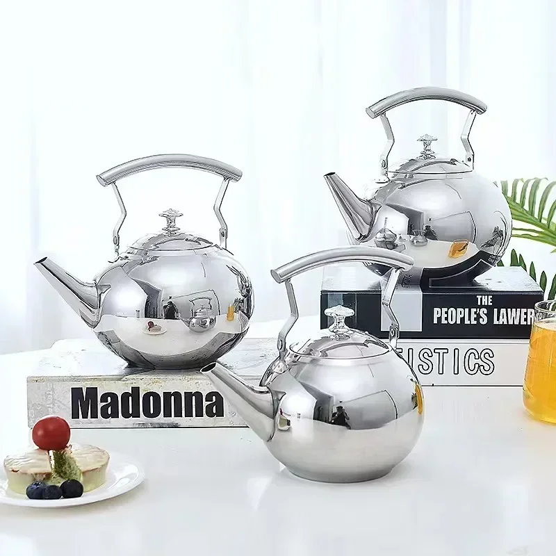 Thickened Stainless Steel 1-2L Teapot Flower Tea Kettle with Strainer Hotel Restaurant Restaurant Cook Teapot Induction Cooker