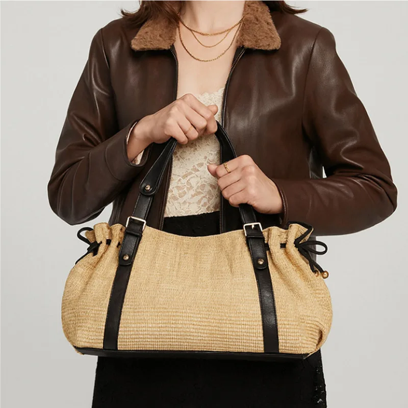 

Women Soft Pu Vintage Handbag Large Capacity New Fashion Solid Color Tote Bag Luxury Design Shoulder Bag