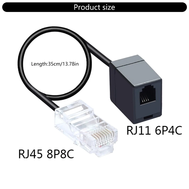كابل محول الشبكات RJ45 إلى RJ11، محول الإنترنت إلى الهاتف، كابل محول RJ45 إلى RJ11 35 سم