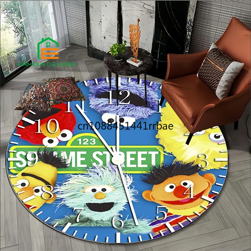 

S-Sesame Street Cartoon Pattern Area Round Carpet ,Living Room Bedroom Rugs Non -slip Door Pad Floor Mats Area Rug