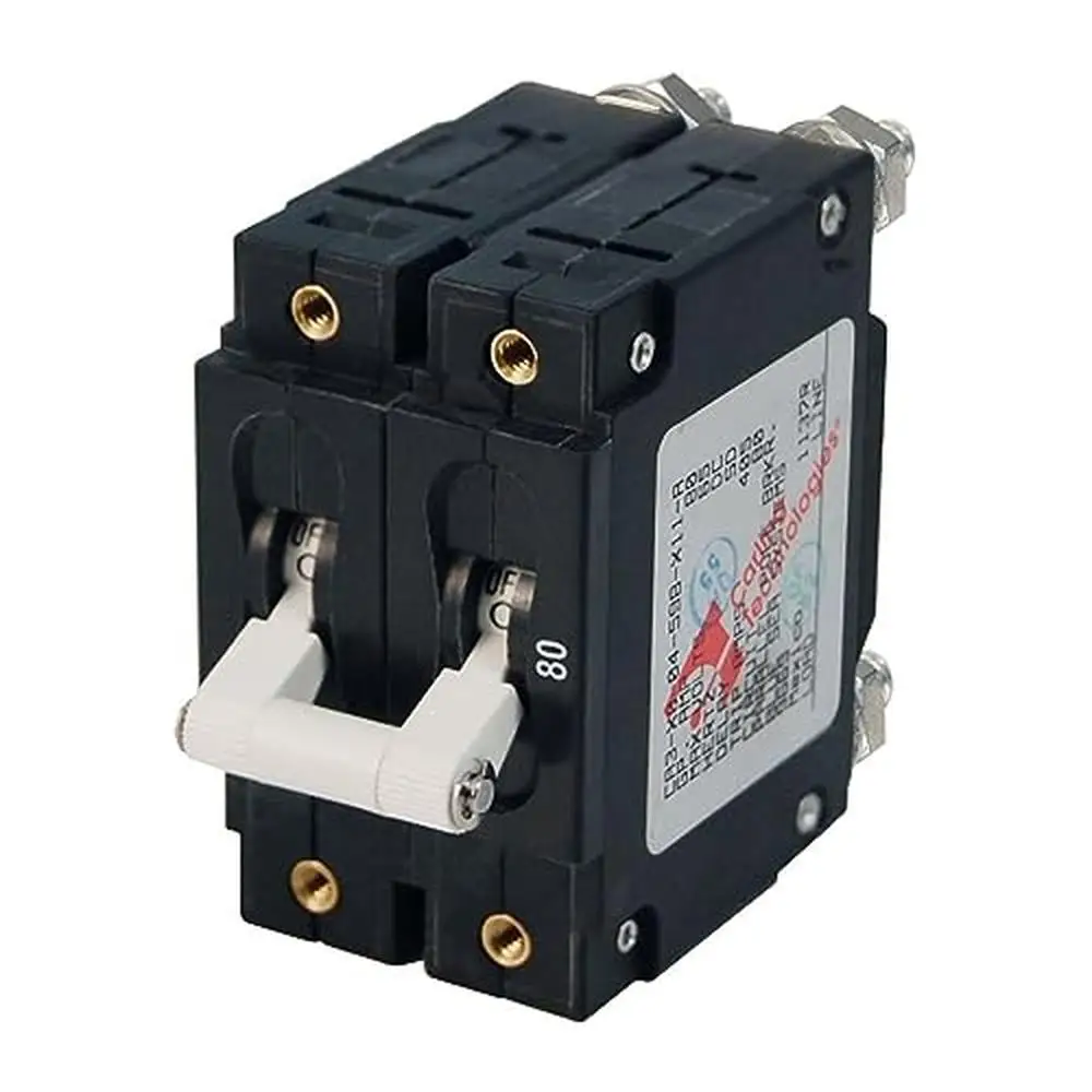 Double Pole Toggle Circuit Breaker 30A AC Main Switch Panel Mount Interrupter 5000A @250VAC Trip Free 2 Poles Circuit Protection