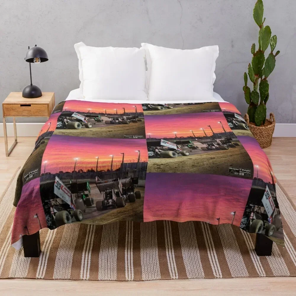 

Sunset at the Speedway track. Throw Blanket Soft Cozy Blanket for Pet Kids Adults