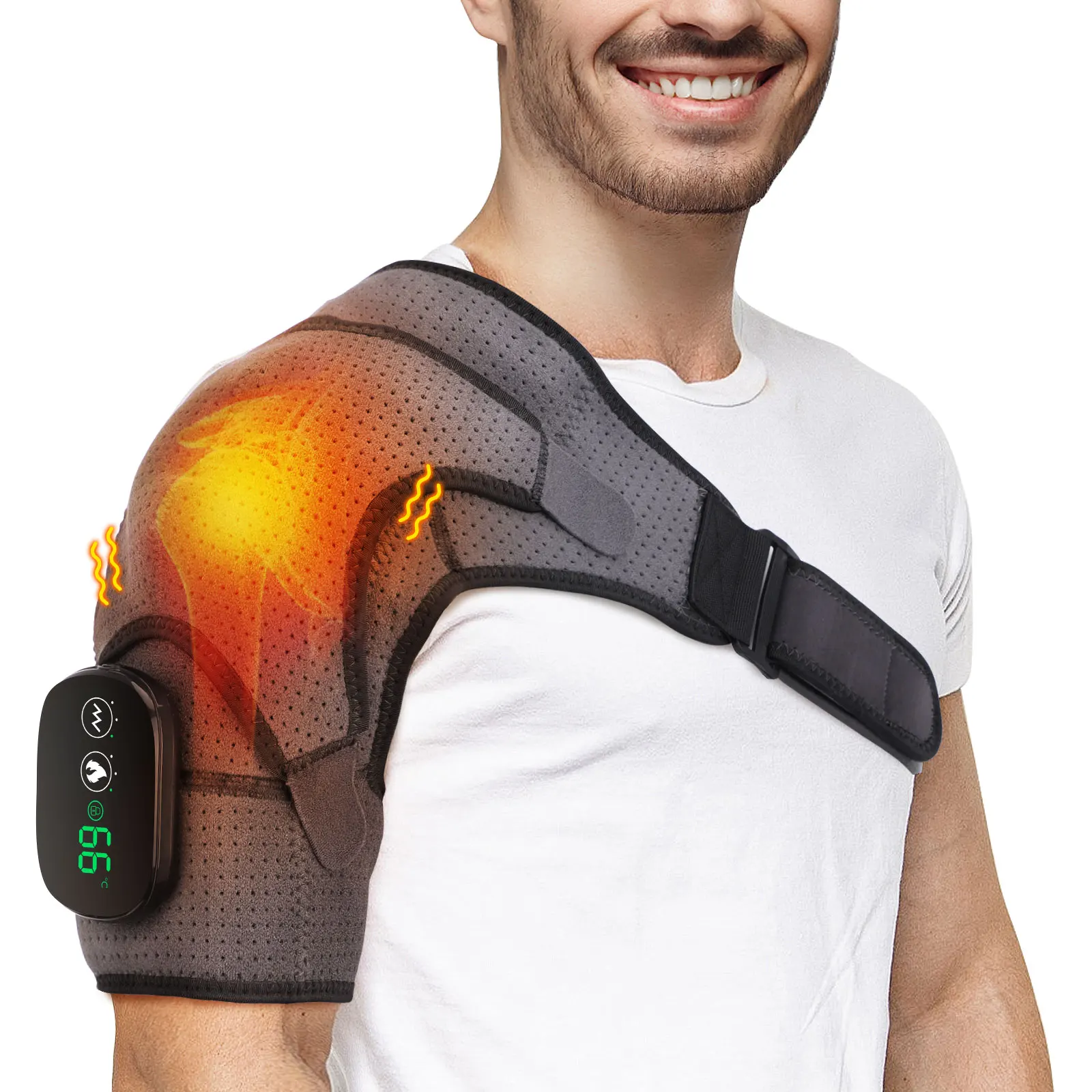 Electric Heating Shoulder Massage Pad, 3-speed Adjustable Heated Back Shoulder Brace, Shoulder & Neck Knee Massage Belt