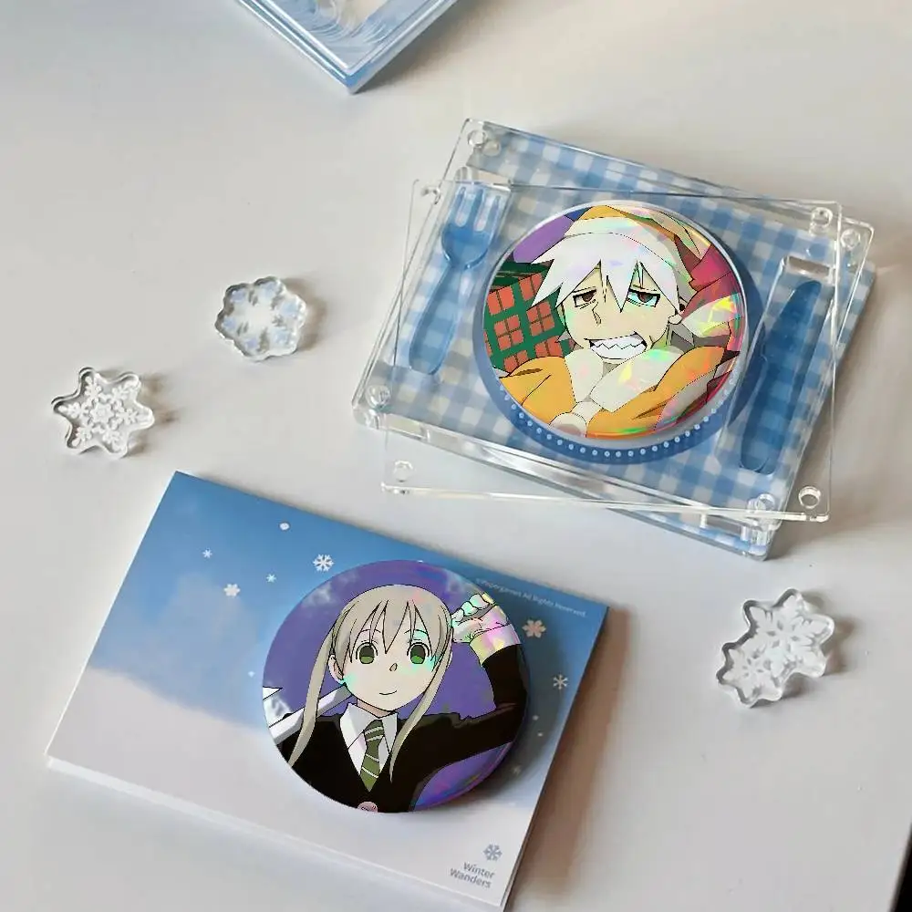 Anime S-SOUL EATER For Badge Fashion Laser Holographic Effect Badge Custom Design Metal Lapel Pin Brooch For Backpack Decor