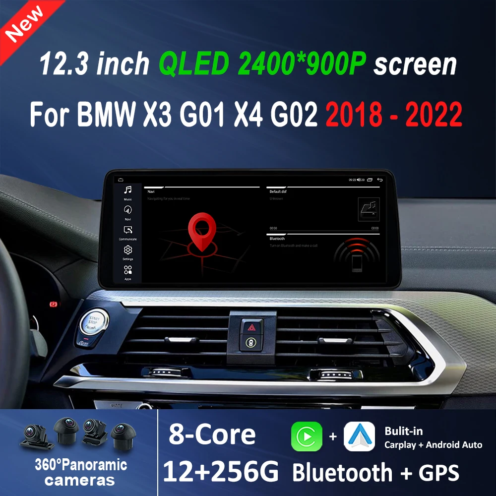Android 16 Wireless CarPlay 12.3 Inches for BMW X3 G01 X4 G02 2018 - 2022 Car Multimedia Video Player 4G WiFi DSP Stereo GPS