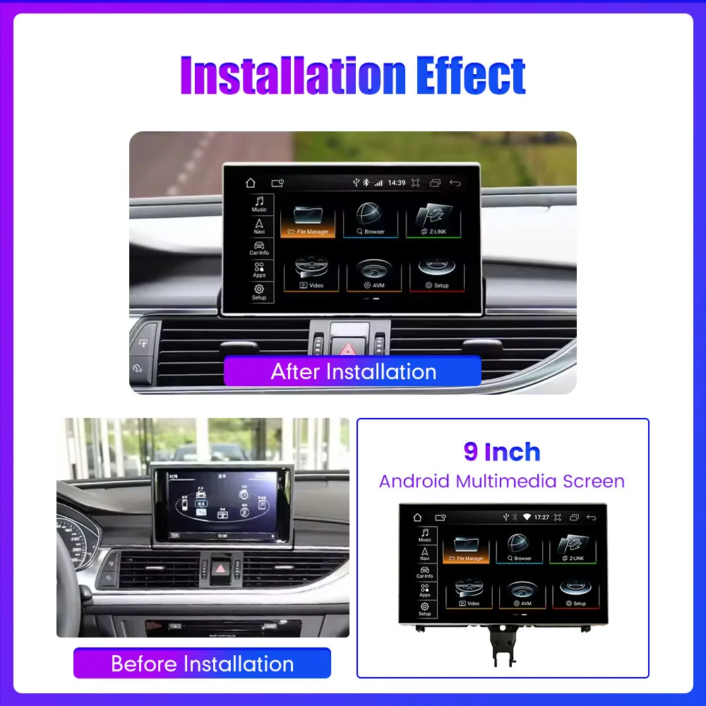 Android Car Stereo Radio For Audi A6L A6 C7 A7 2012-18 GPS Navigation Multimedia Player Carplay Android Auto 9Inch IPS Bluetooth view 2