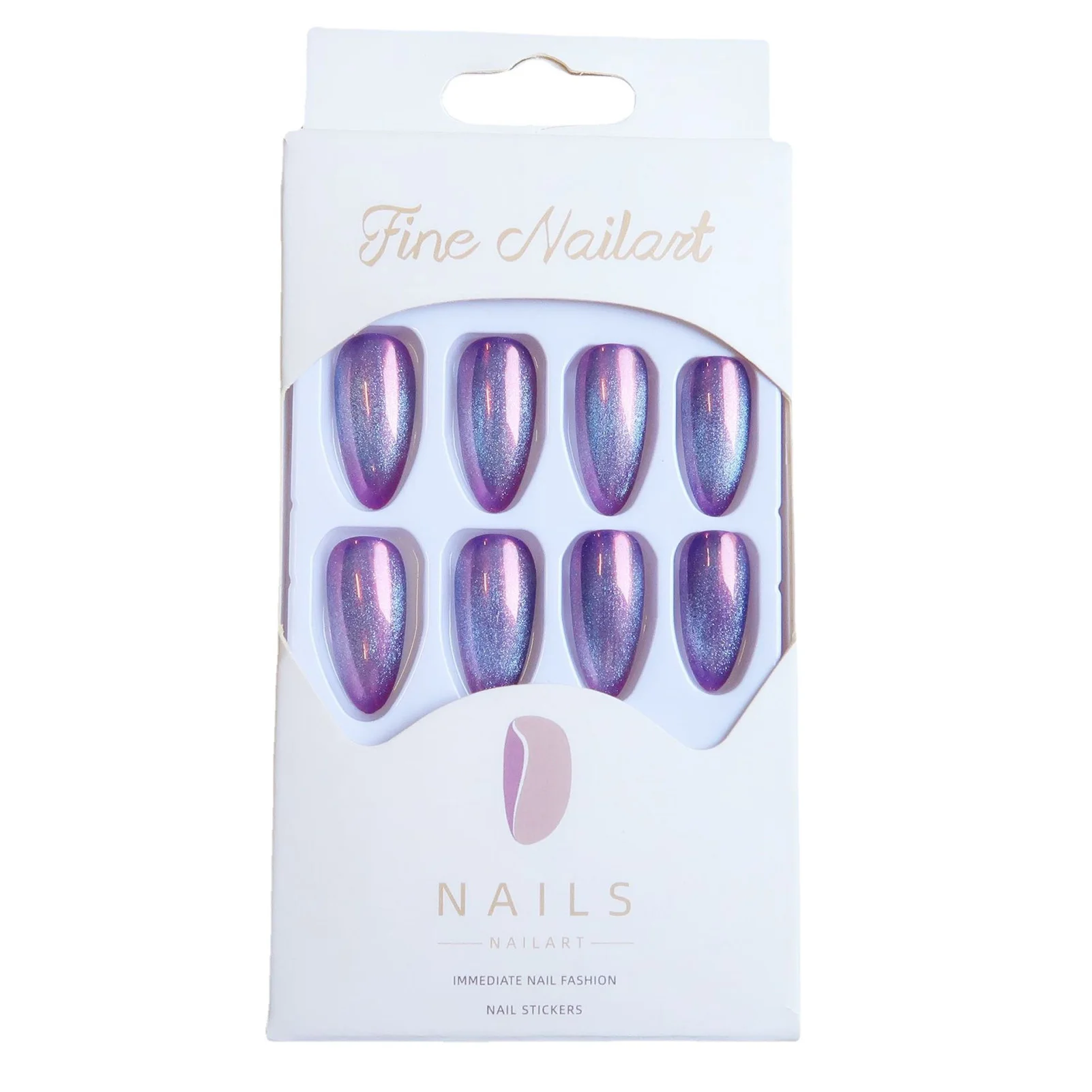 Purple Solid-Color Almond False Nails Charming & Fashionable Classic Design Nails for DIY Your Own Nail Art at Home