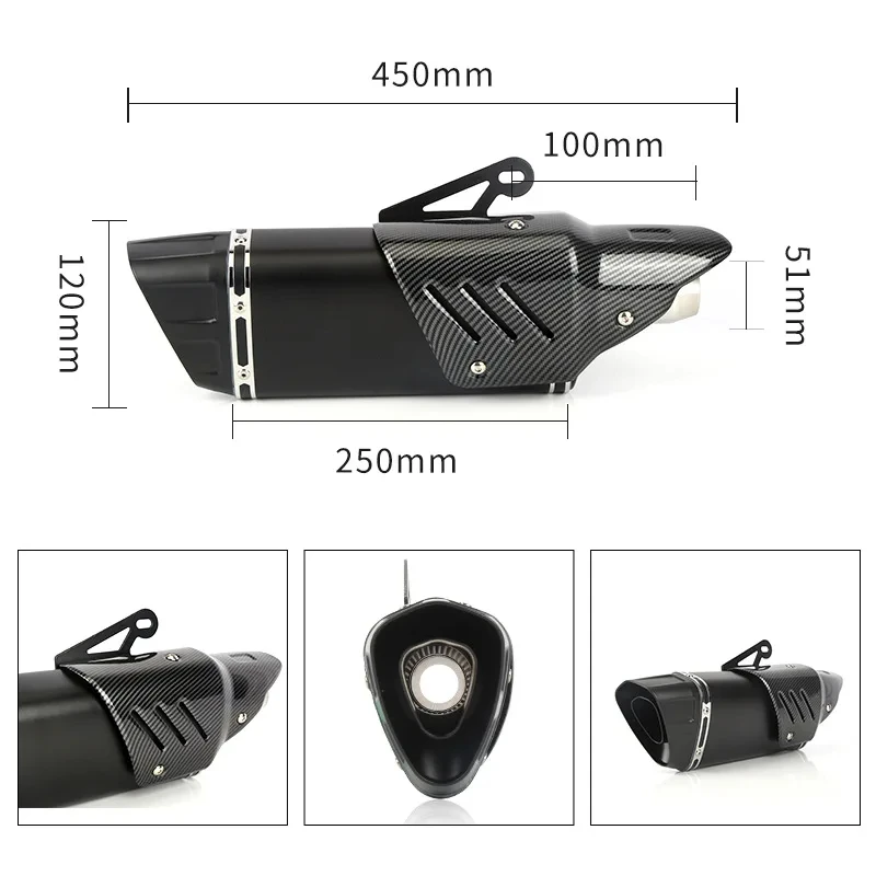 51MM Universal Motorcycle Exhaust Muffler Escape for KTM RC 125 250 390 for YAMAHA R6 R3 for Ninja Z 400 250 Z900 ZX6R