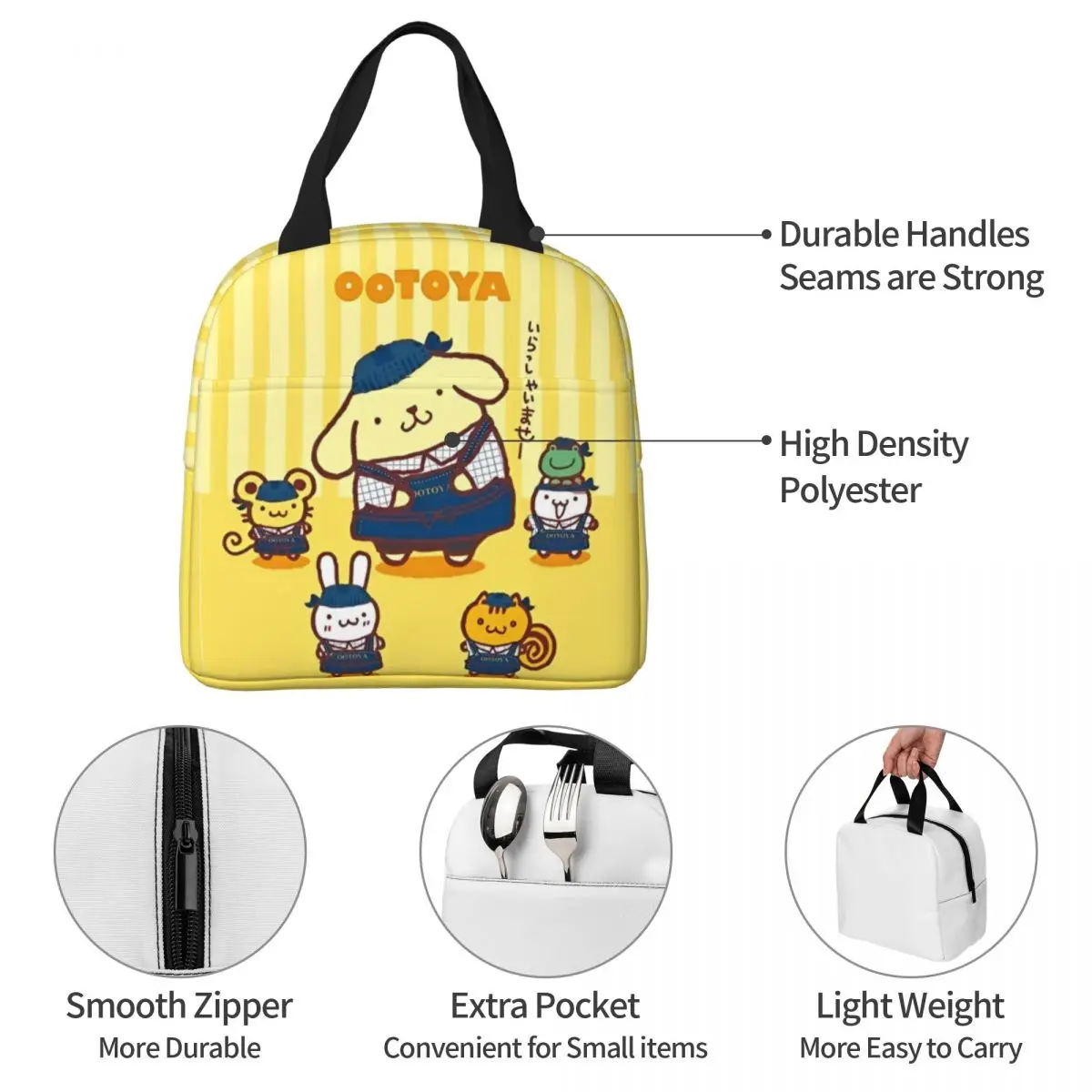 Insulated Lunch Bag Thermal Bag Meal Container Portable Tote Lunch Box Bento Pouch Beach Outdoor