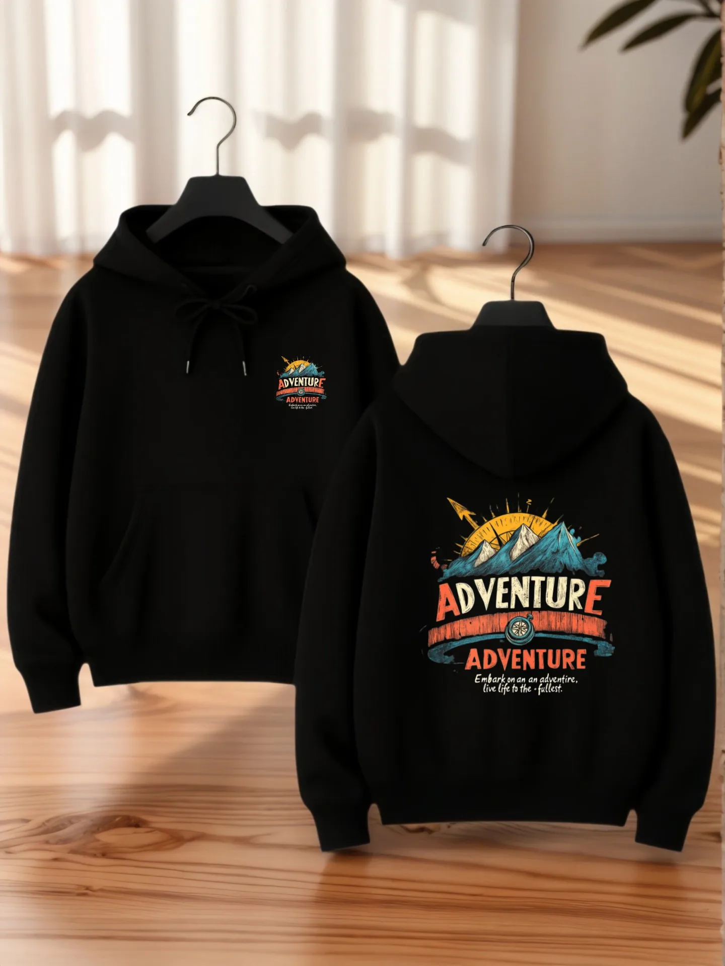 

Graphic Hoodie, American - Flag and Best Dad Ever Print, Casual Streetwear Style, Fleece Lined, for Men, Casual Everyday Wear