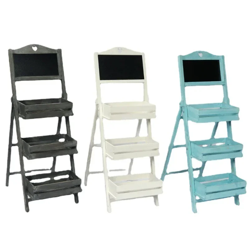 

Blackboard succulent floor-to-ceiling flower stand multi-layer shelf ornament creative clothing store cafe soft wood