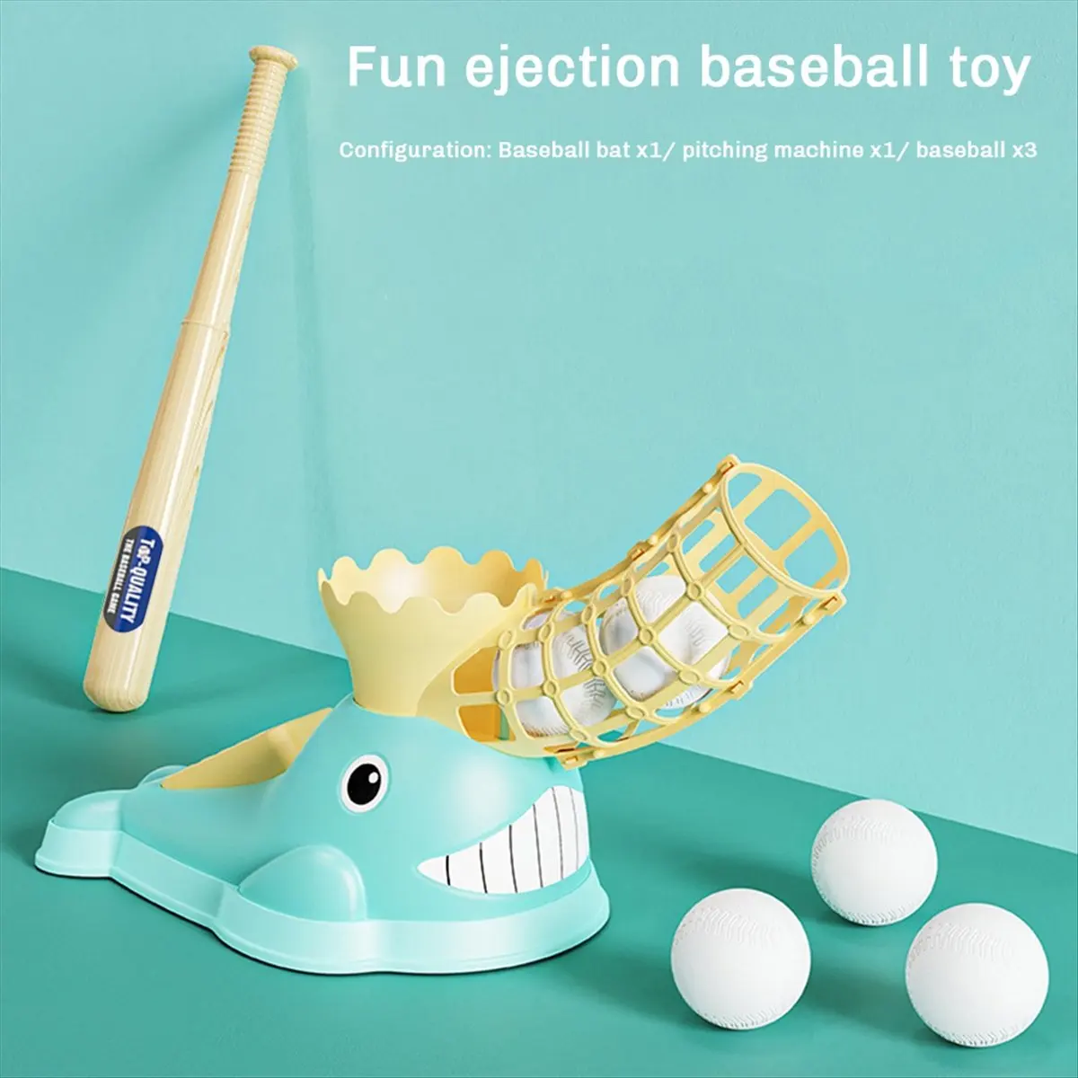 【Buy New】Baseball Pitching Machine Toy for Children with Bat and 3 Baseball Balls for Birthday Gifts