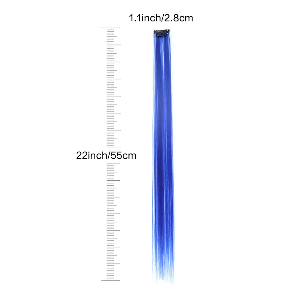 وصلات شعر بمشبك ملونة للحفلات 22 بوصة 6 قطعة/الحزمة متعددة الألوان شعر مستقيم قطع شعر صناعية ملكية 2026
