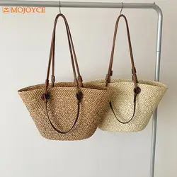 Straw Woven Shoulder Bag for Women's Summer Large Capacity Weaving Tote Bag Ladies Stylish Beach Handbags Bohemian Knitting Bags