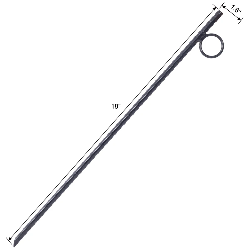 Lingkaran Tiang 12 Buah Pegangan Rebar 3/8X 18 Baja Tahan Lama Tenda Tugas Berat Kanopi Tiang Tanah dengan Ujung Siku Loop 1 Inci