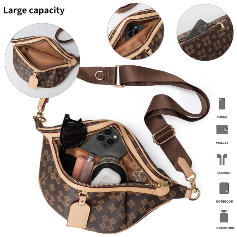 Summer New Large Capacity Portable Travel Women's Bag Fashionable Commuting Versatile Shoulder Bag Luxury Pattern Underarm Bag