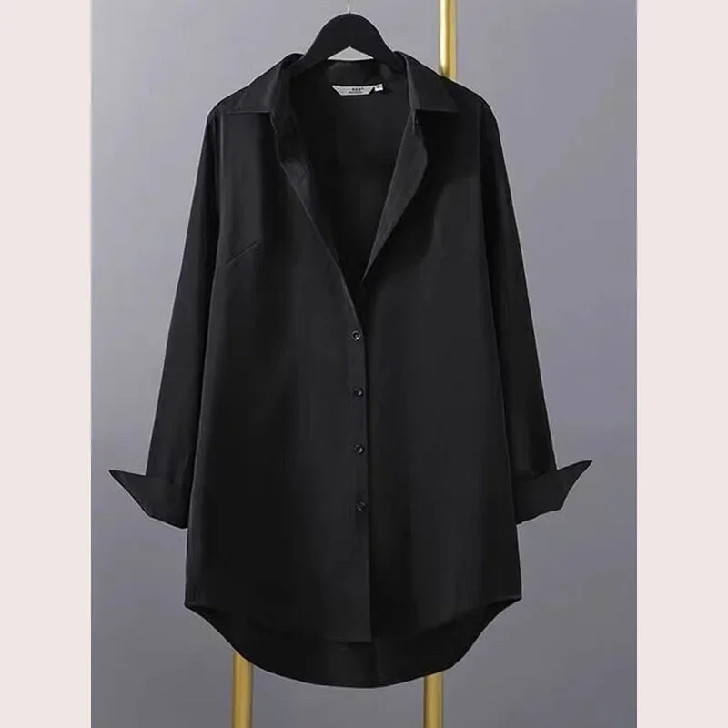 

Fashion Lapel Button Loose All-match Shirt Female Clothing New Oversized Casual Tops Long Sleeve Blouse XQ133