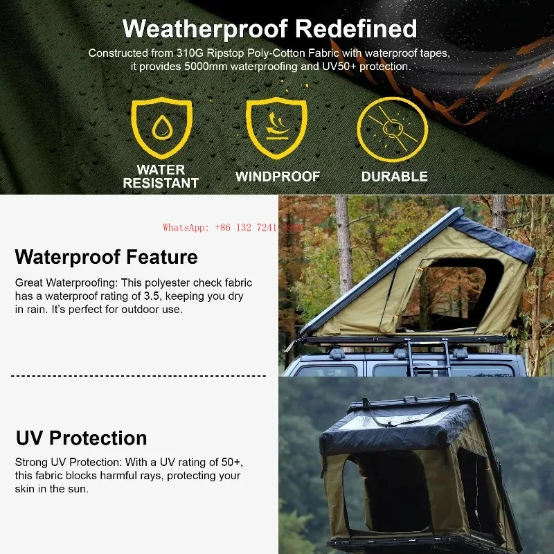 Hongsheng High Performance Fully Automatic Folding Rooftop Tent, Aluminum Alloy Multifunctional Shelter for Outdoor Camping