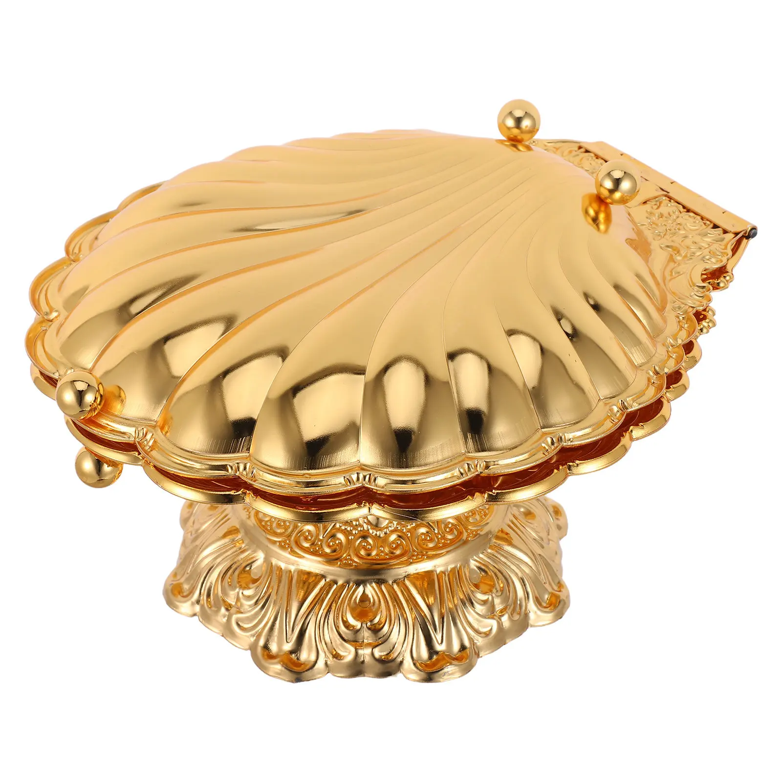 

Elegant Seashell Shaped Fruit Bowl Gold Metal Footed Tray for Tabletop Snack Display Modern Decorative Serving Dish for Home