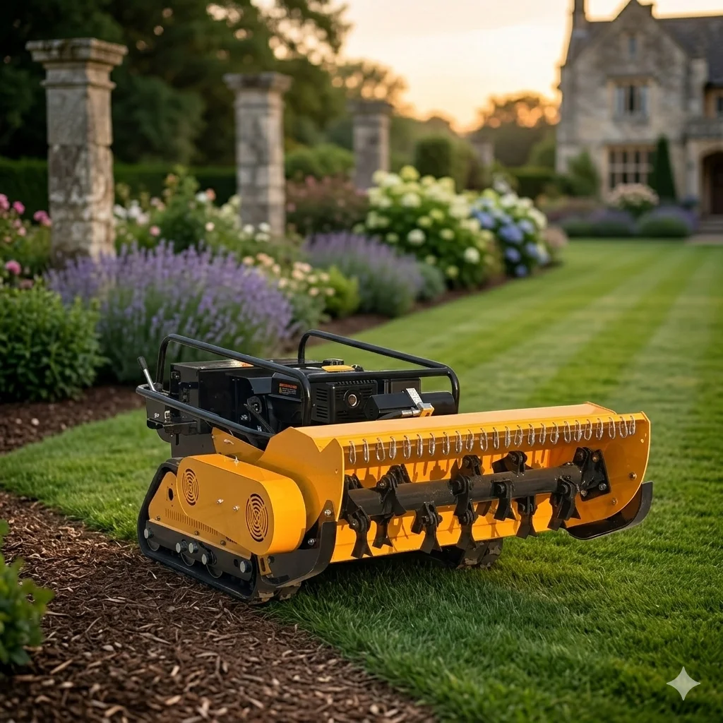 Electric Start Diesel RC Lawn Mower Hydraulic Driven Remote Controlled Rubber Tracked Weed Mower Heavy Duty Rough Brush Cutter