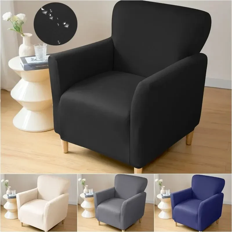 WaterRepellent Armchair Slipcover for LIving Room Elastic Spandex Square Tub Single Chair Sofa Sover Bedroom Office Bar Counter