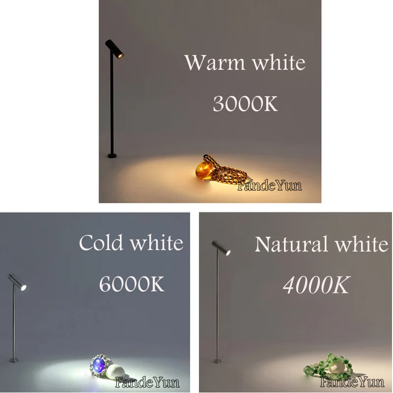 Dimmable Jewelry lamp 3W LED Spot lights Adjustable Led Showcase Light For Exhibition Display Led Mini Spot Lamp Surface Mounted