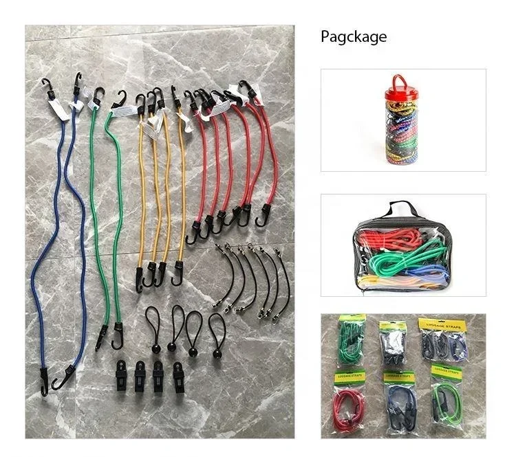 High Quality 24-PC Heavy Duty Bungee Cords with Carabiner Hooks Emergency Tools Set