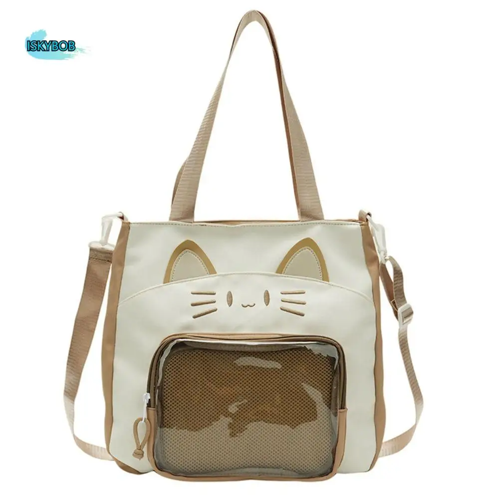 

Zipper Bag Kawaii Cat Itabag Nylon Cotton Bag Transparent Pocket Idol Merchandise Storage Backpacks Fashion Backpacks Travel
