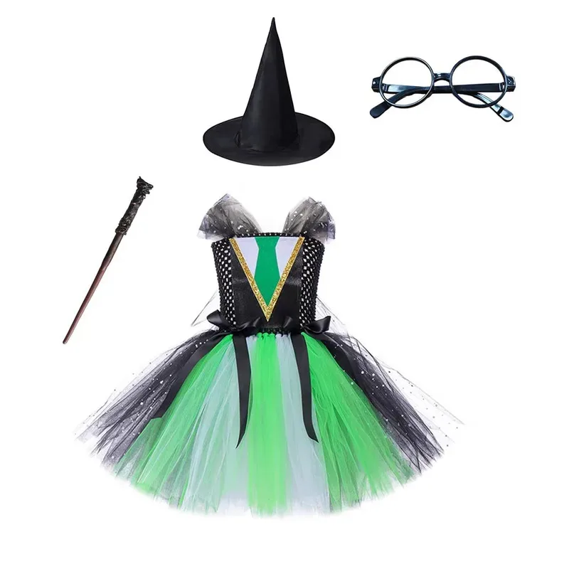 Magic Wizard cosplay costume Halloween party party witch tutu dress fluffy dress carnival children's birthday dress spider mesh