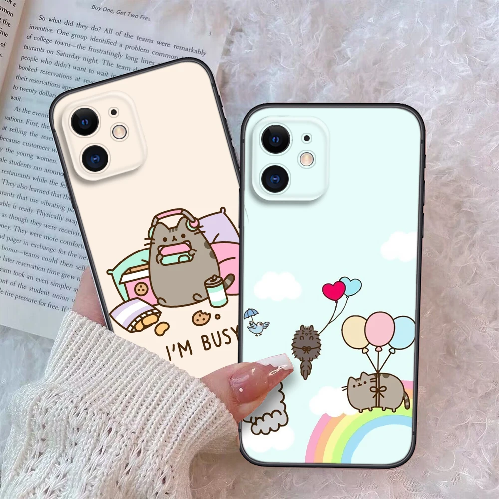 P-Pusheen cat Soft Silicone Phone Case for iPhone 15 14 Plus 13 12 11 X XS XR Pro Max 8 7