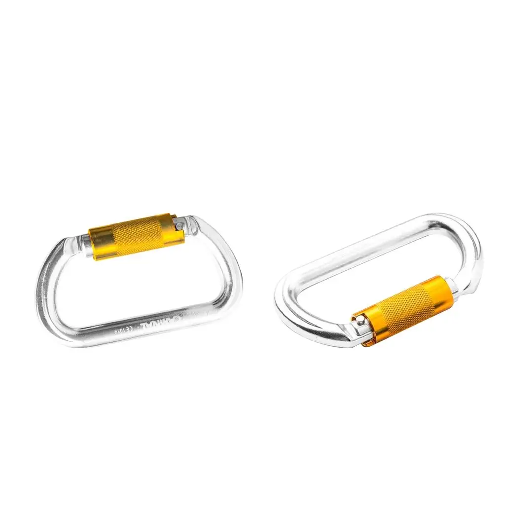 2 Pieces 25KN Twist Gate Carabiner Hook Clip Hardware for Climbing